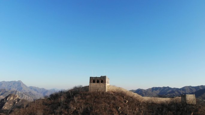 高清航拍冬季龙泉峪长城全景视频素材