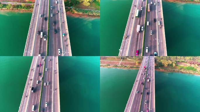 清川大桥上来来往往的车辆桥承载着大量运输