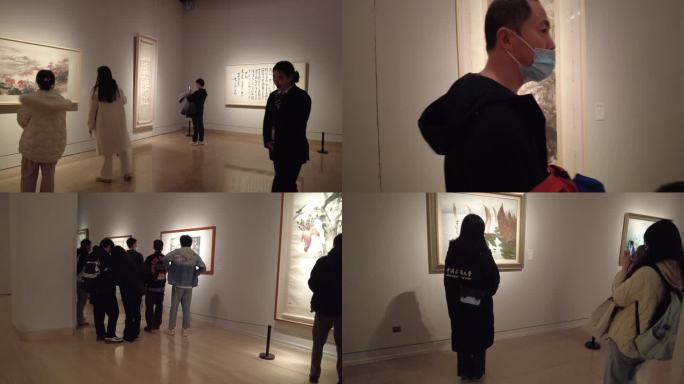 中国美术馆画展书法展观众参观艺术品展览
