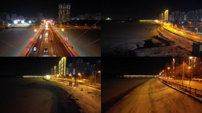 锦州 云飞大桥 航拍 夜景 城市