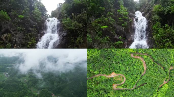 雨林瀑布峡谷水流  溪流