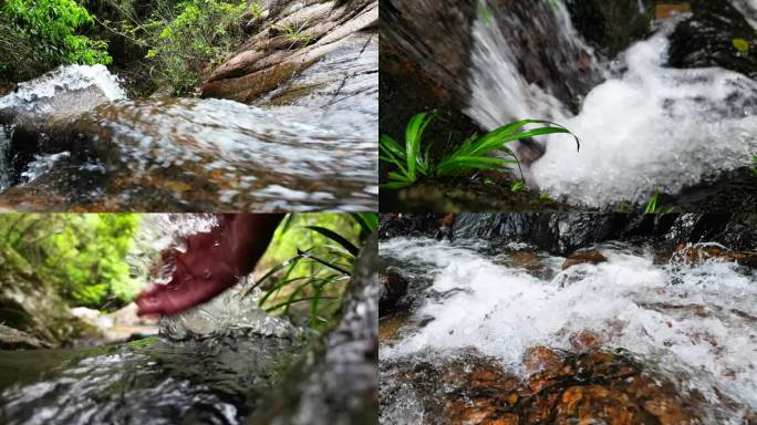 雨林瀑布峡谷水流  溪流