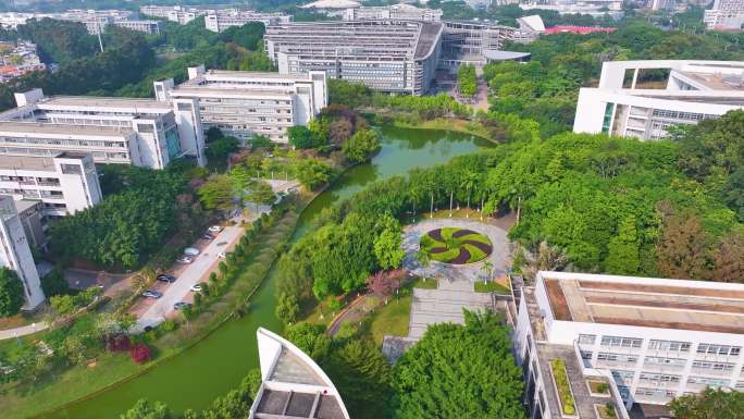 华南师范大学广州校区航拍大学城校园风景风