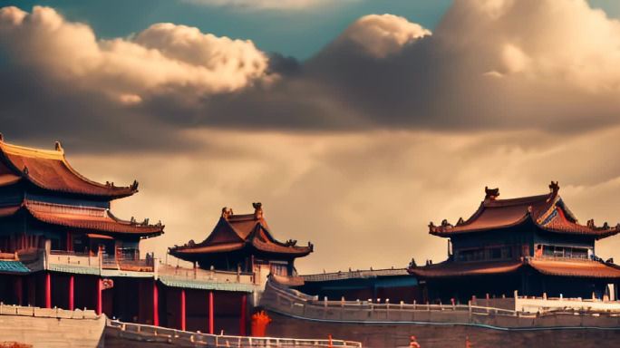 抽象国风古建筑中国风宽屏背景古代建筑