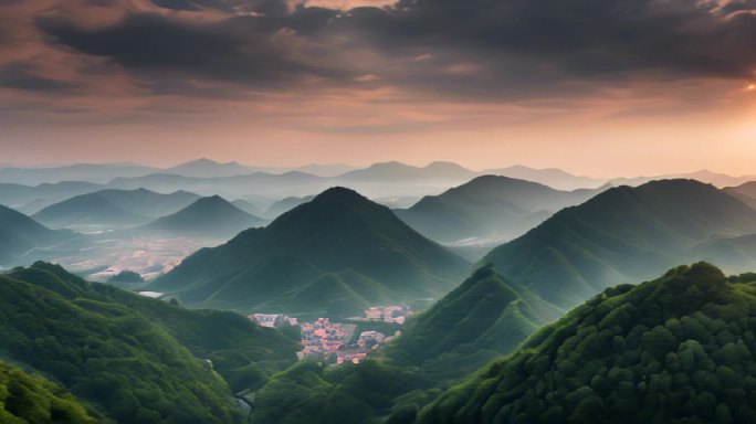 国风意境风景水墨氛围宽屏背景抽象建筑大山