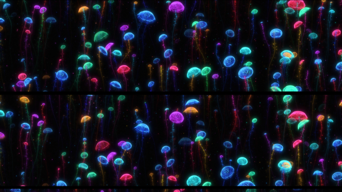 8k唯美彩色全息水母粒子大屏投影