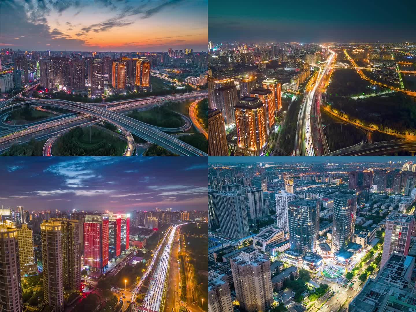 2024郑州城市风光车流航拍延时（夜景）