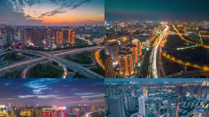 2024郑州城市风光车流航拍延时（夜景）