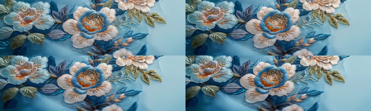 抽象绣花花朵布料纹理花纹氛围风格展示