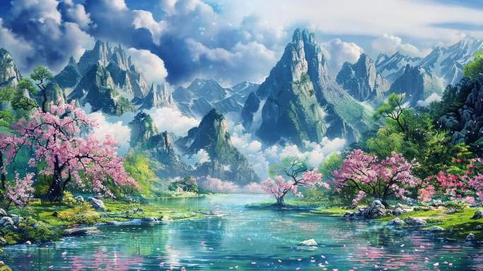 桃花源记山水背景