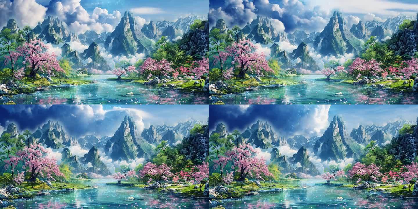 桃花源记山水背景