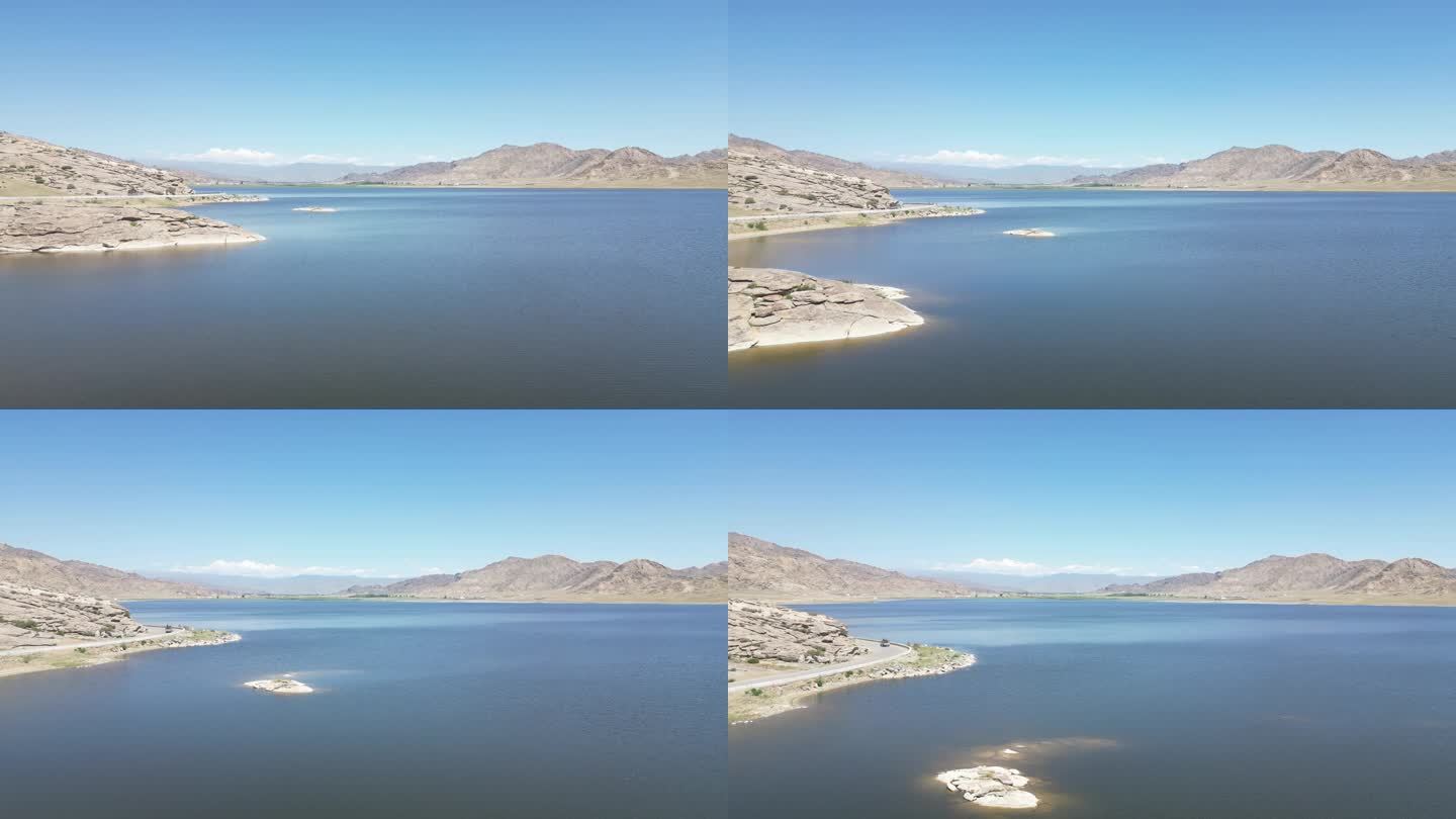 新疆赛里木湖湖泊与公路4K航拍