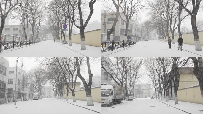 冬季大雪暴雪下雪天开车车窗外街景