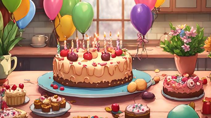 生日卡通蛋糕气球