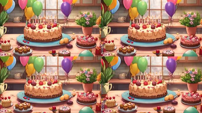 生日卡通蛋糕气球
