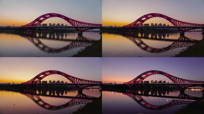 赣州地标新世纪大桥日转夜延时蓝调时间