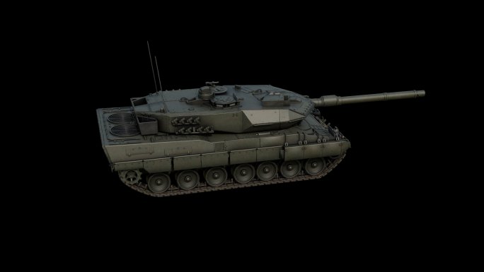 德国豹2A6主战坦克旋转透明