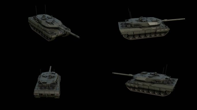 德国豹2A6主战坦克旋转透明