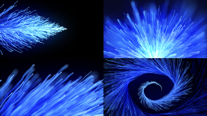 AE蓝色粒子线条树枝光纤羽毛合集