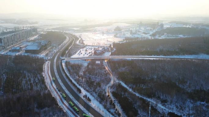 长春 天定山 滑雪 冰雪 冷 航拍