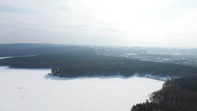 长春 净月潭 冰雪 滑雪 冷 航拍