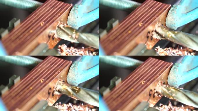 金属加工行业:用润滑油在车床镗床上的电气连接用铜棒上钻近孔