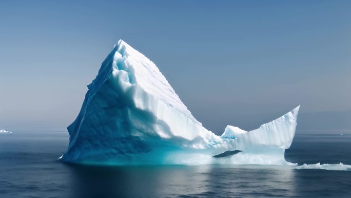 蓝色海上冰川冰山一角