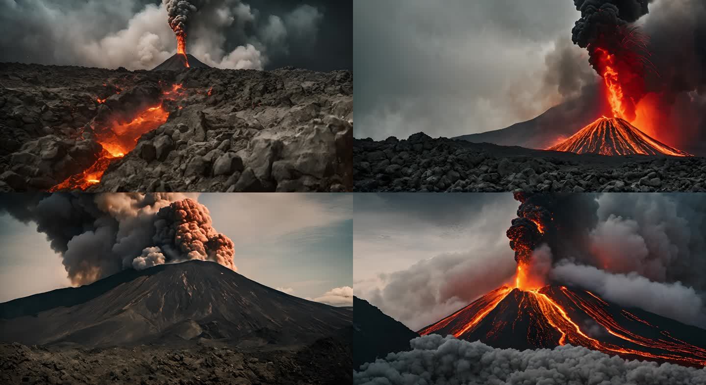 火山喷发爆发震撼瞬间多机位超写实【合集】