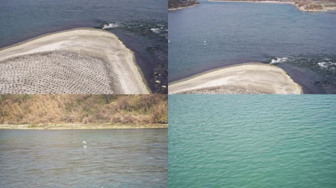 四川都江堰水利工程鱼嘴附近的江水