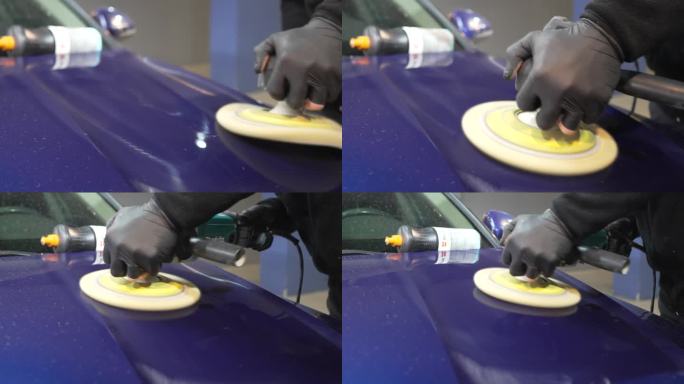 (特写)专业人士抛光汽车漆