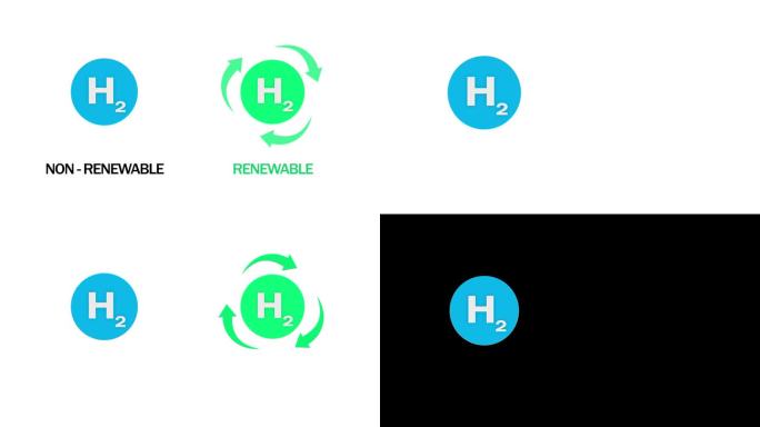 蓝色氢和绿色氢的动画