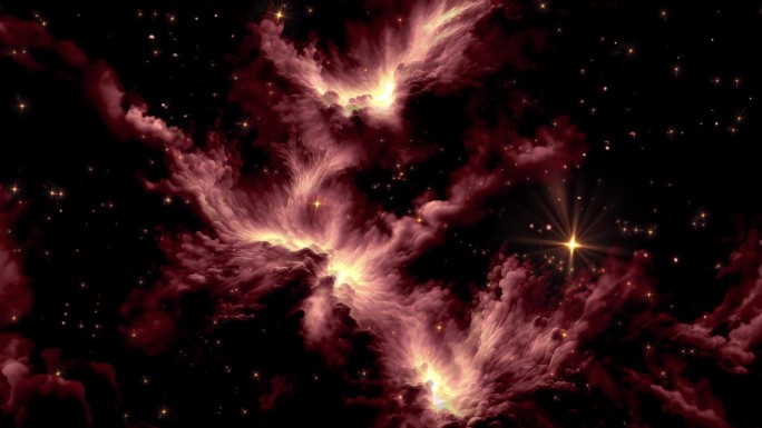 星系太空飞行探索星云旅行进入星云云银河系中心银河系星云。4K循环动画飞行通过发光的星云，云和恒星场。