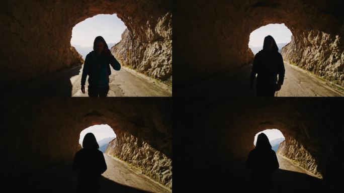 SLO MO独自跋涉:女人冒险进入登山隧道探险