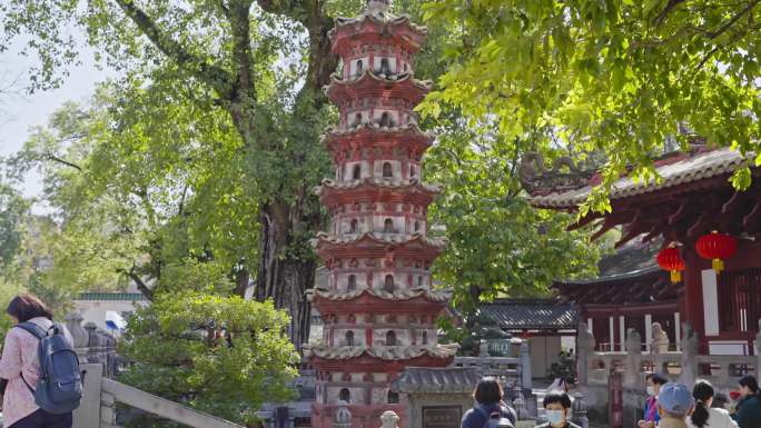 4K实拍，广州光孝寺祖堂佛塔古色建筑一角