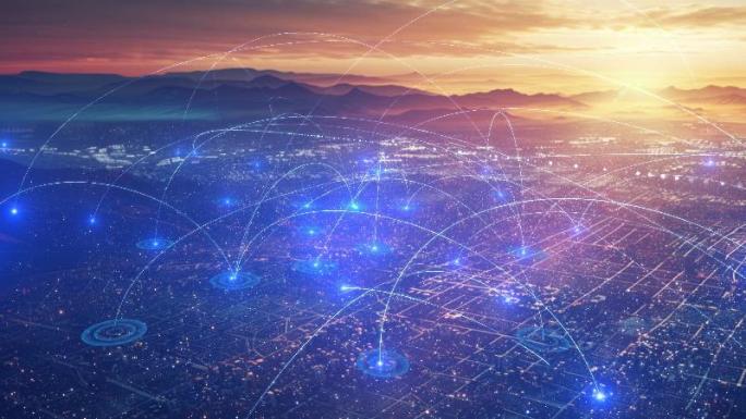 数字化科技城市5g网络信号传递和连接