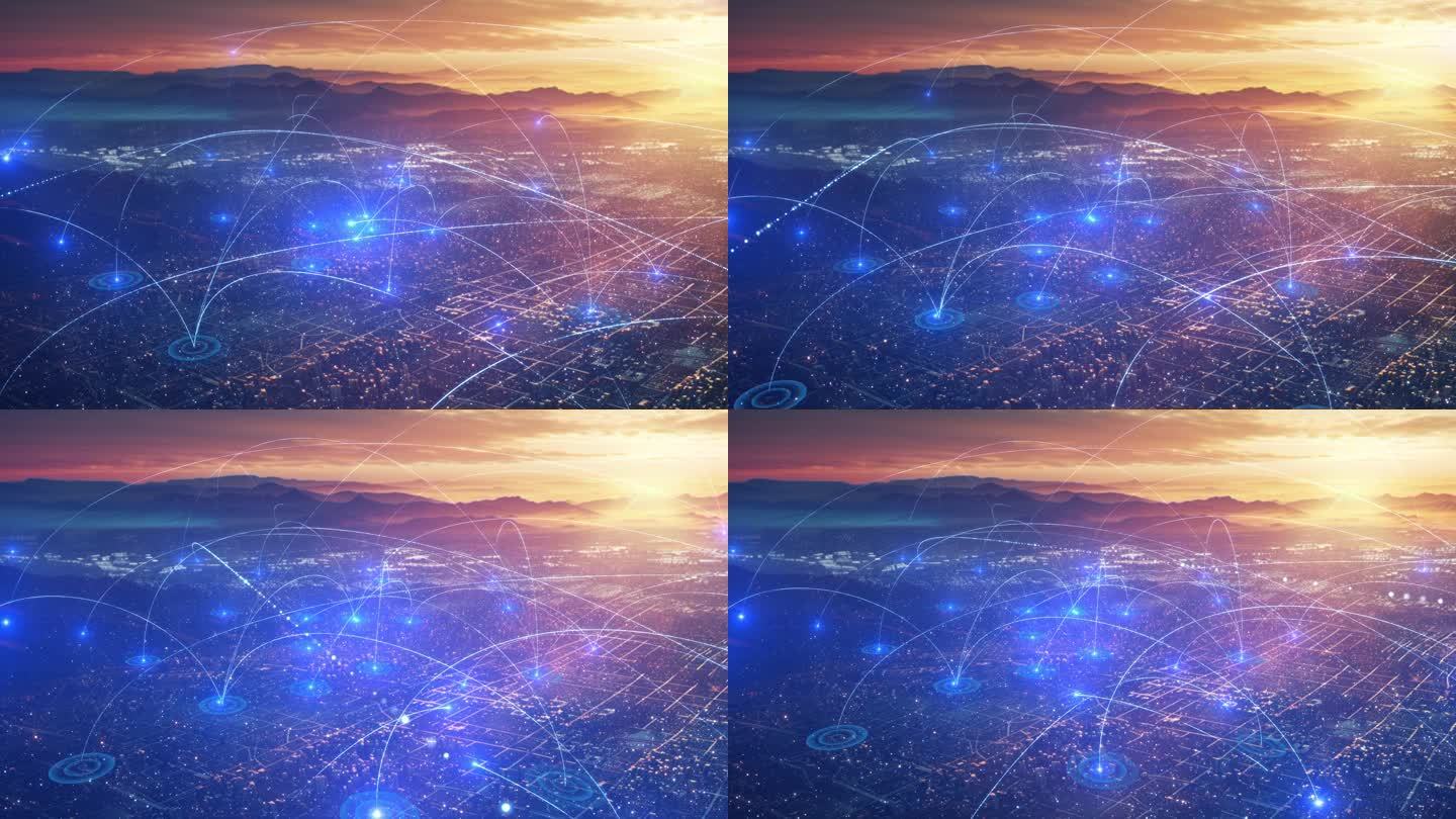 数字化科技城市5g网络信号传递和连接