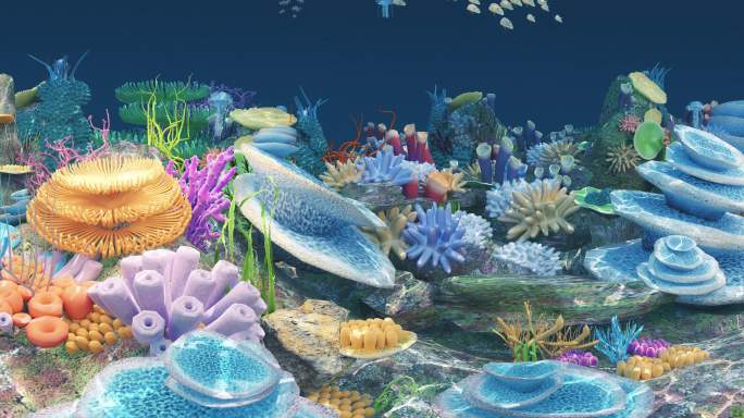 4K海底水母珊瑚180度超宽弧形屏