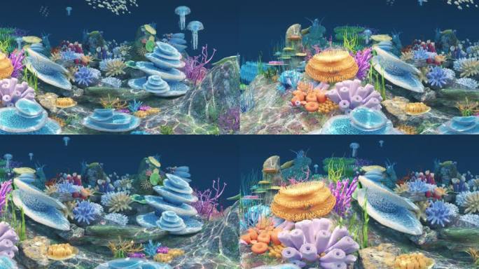 4K海底水母珊瑚180度超宽弧形屏
