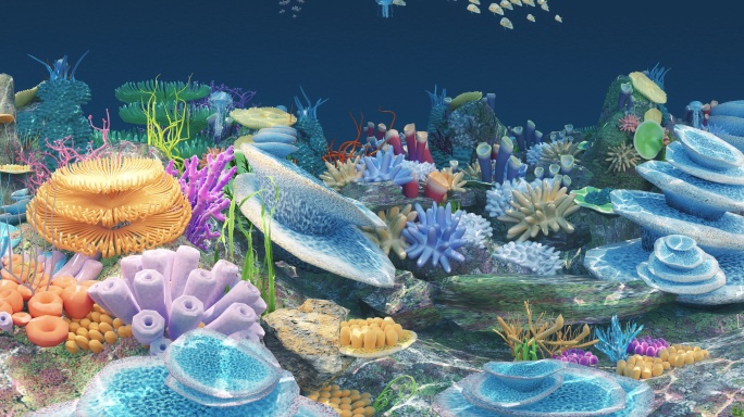 8K海底水母珊瑚180度超宽弧形屏