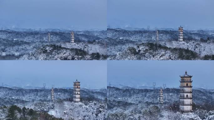 浙江江山 江山 雪景 双塔