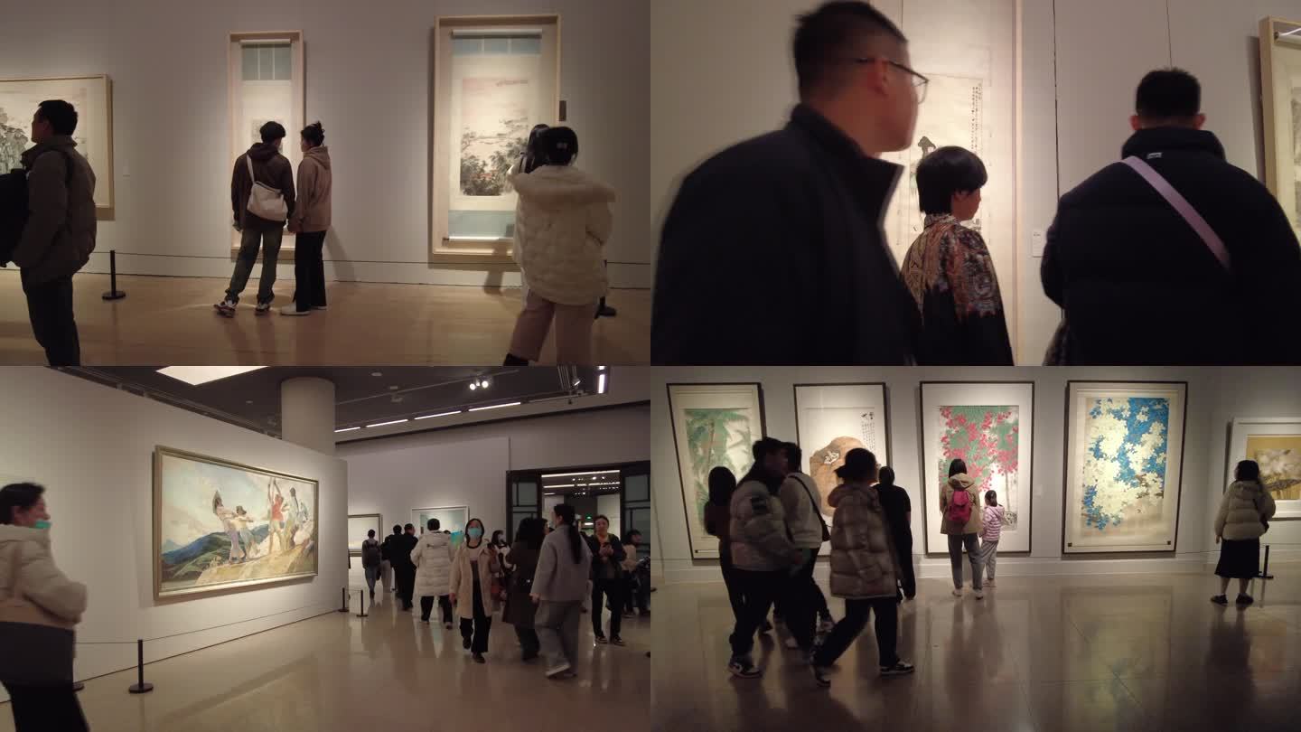 参观看画展艺术馆观众名家作品展览著名画家
