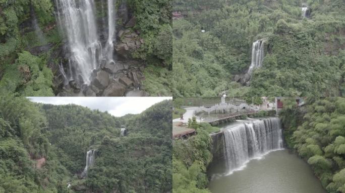 景区瀑布高山流水航拍