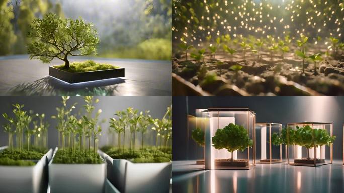 4K绿色树苗抽象艺术神秘梦境幻境创意概念