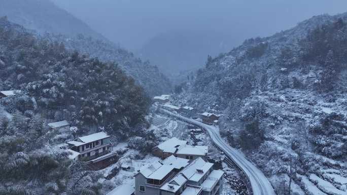 江山 下雪 古村