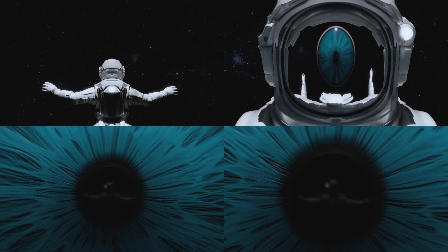 宇航员太空宇宙之眼探索穿越3D渲染