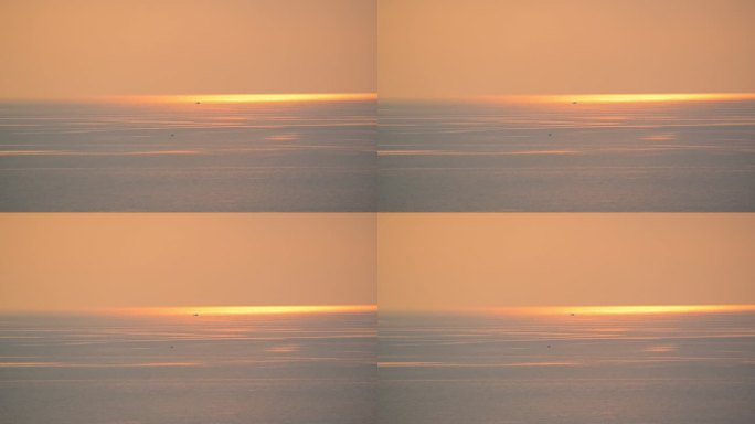 景观海景与傍晚的金色日落，自然背景