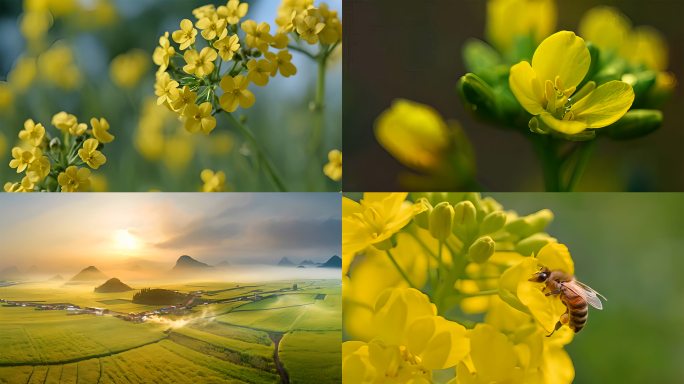 油菜花特写航拍