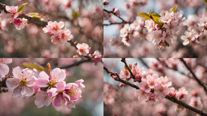 粉色桃花特写春色自然风景合集