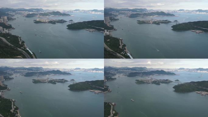 航拍香港青马大桥延时拍摄