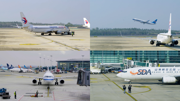 机场乘客登机飞机准备起飞上海浦东虹桥机场